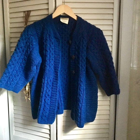 {Kilronan} 100% Merino Wool Navy Blue Knit Sweater - Picture 5 of 8